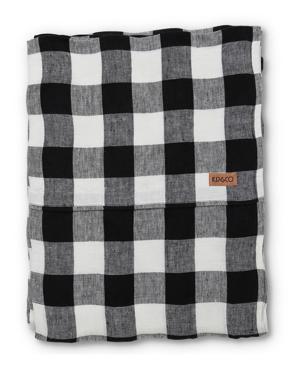 Black & White Gingham Linen Flat Sheet