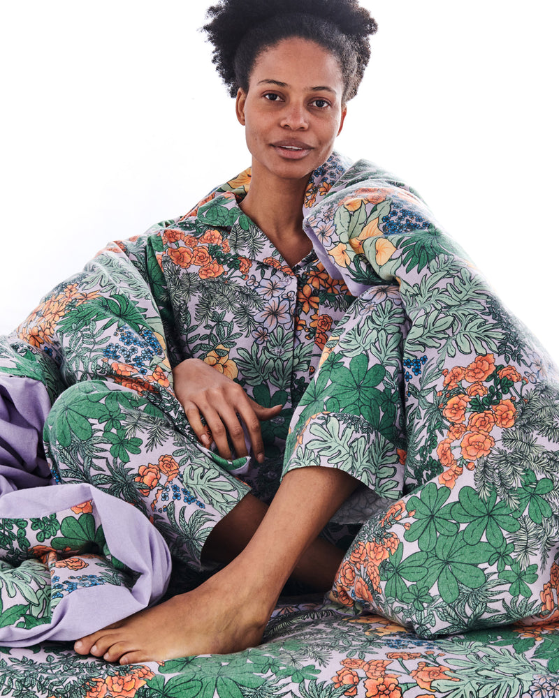 Atrium Lilac Flannelette Adult Long Sleeve Shirt & Pant Pyjama Set