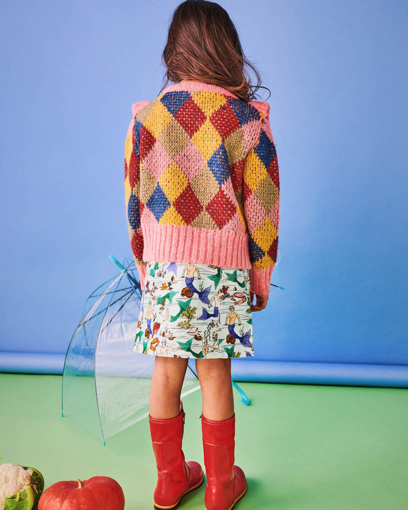 Harlequin Frill Knit Sweater
