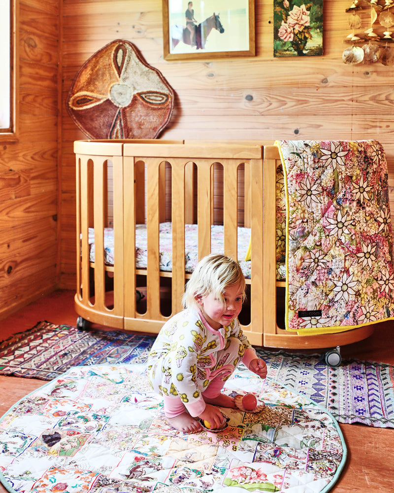 Kip&Co x May Gibbs Flora & Fauna Organic Cotton Quilted Cot Bedspread