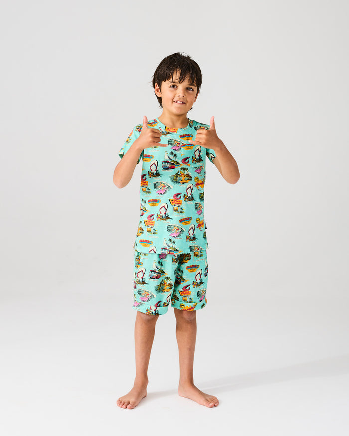 Kip&Co x Mambo Mambo World Kids Organic Cotton Short Sleeve Tee & Short Pyjama Set