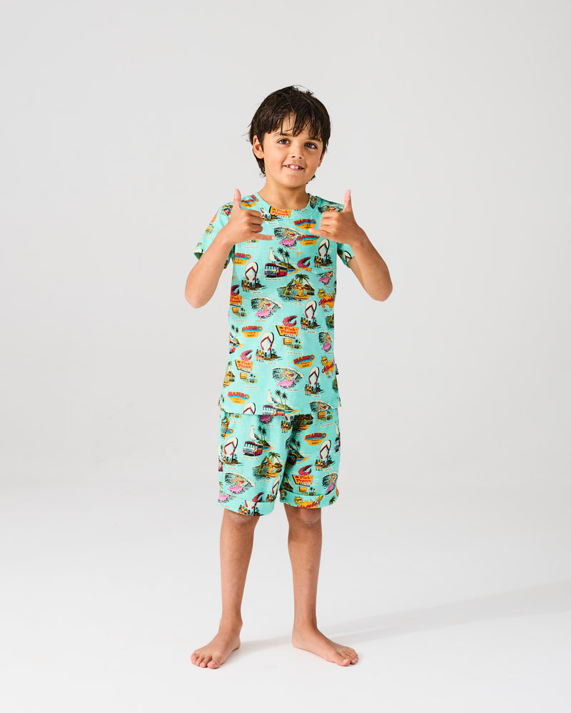 Kip&Co x Mambo Mambo World Kids Organic Cotton Short Sleeve Tee & Short Pyjama Set