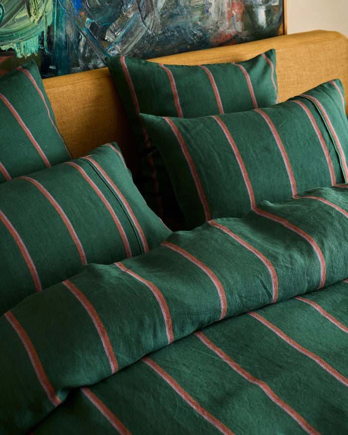 Wakame Crush Stripe Linen Pillowcases