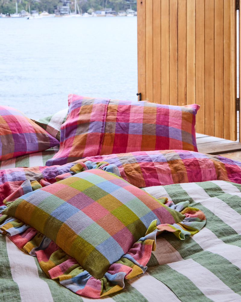 Florida Tartan Frill Upholstery Cushion