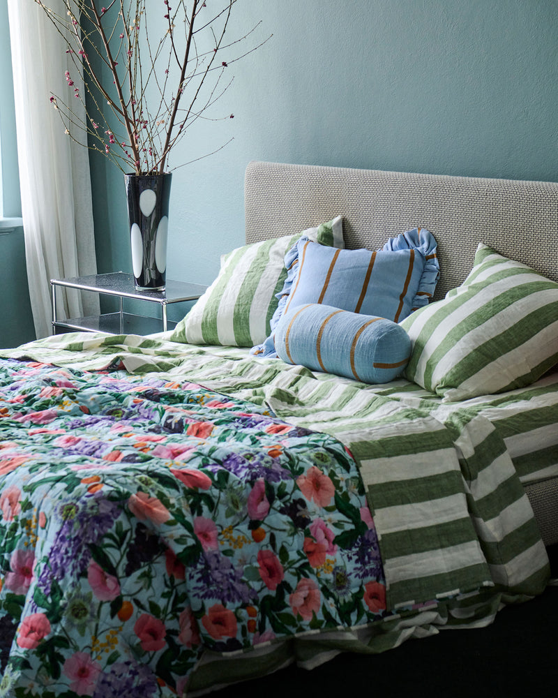 Spring In The Air Reversible Linen Quilted Bedspread