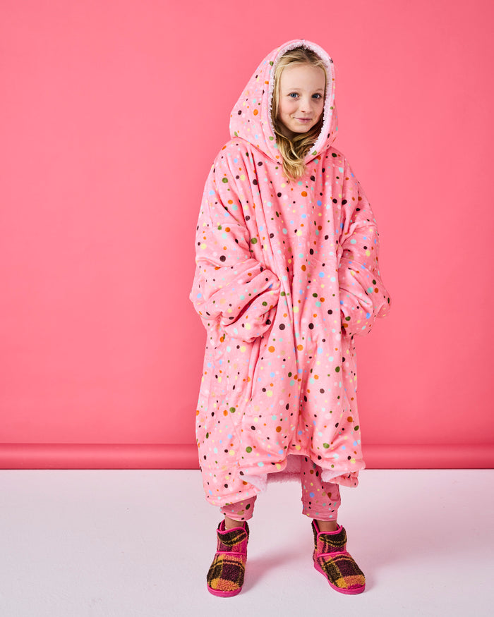 Polkadot Pink Kuddle Hooded Oversized Sweater