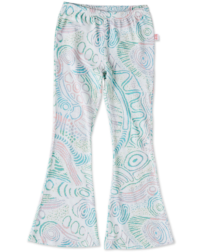 Tjala Tjukurpa Pastel Organic Cotton Flare Leggings