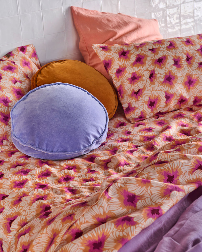 Hibiscus Peach Linen Fitted Sheet