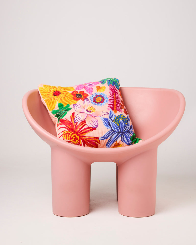 Wild Flowers In Bloom Embroidered Cushion