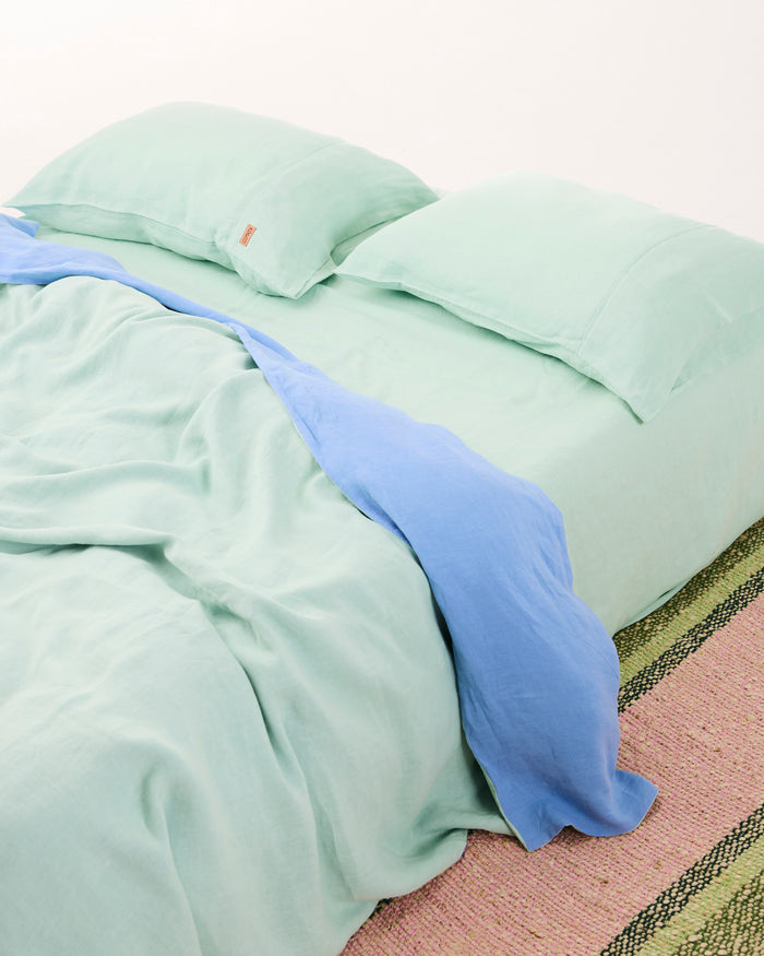 Vista Jade Linen Fitted Sheet