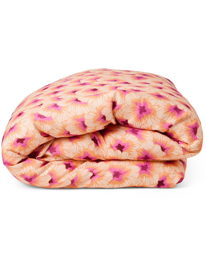 Hibiscus Peach Linen Quilt Cover