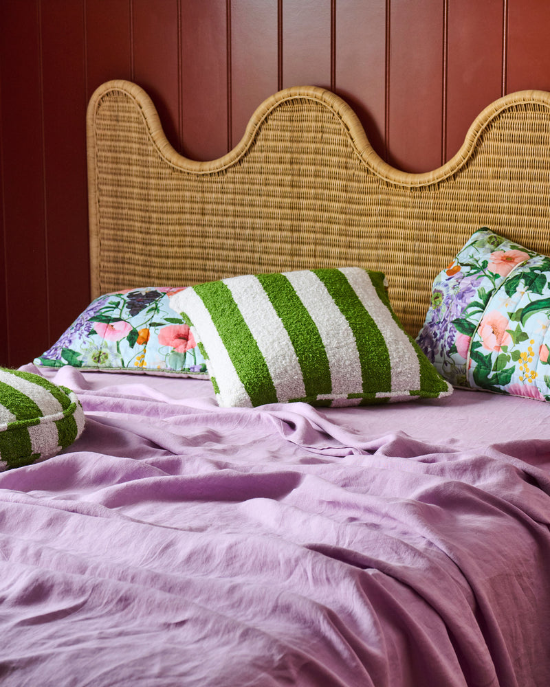 Moss Stripe Square Boucle Cushion