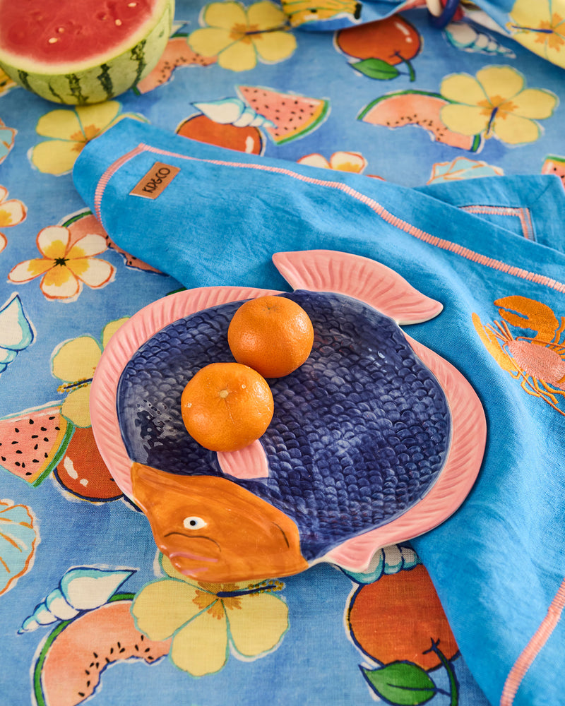 Lobster Embroidered 4P Napkin Set