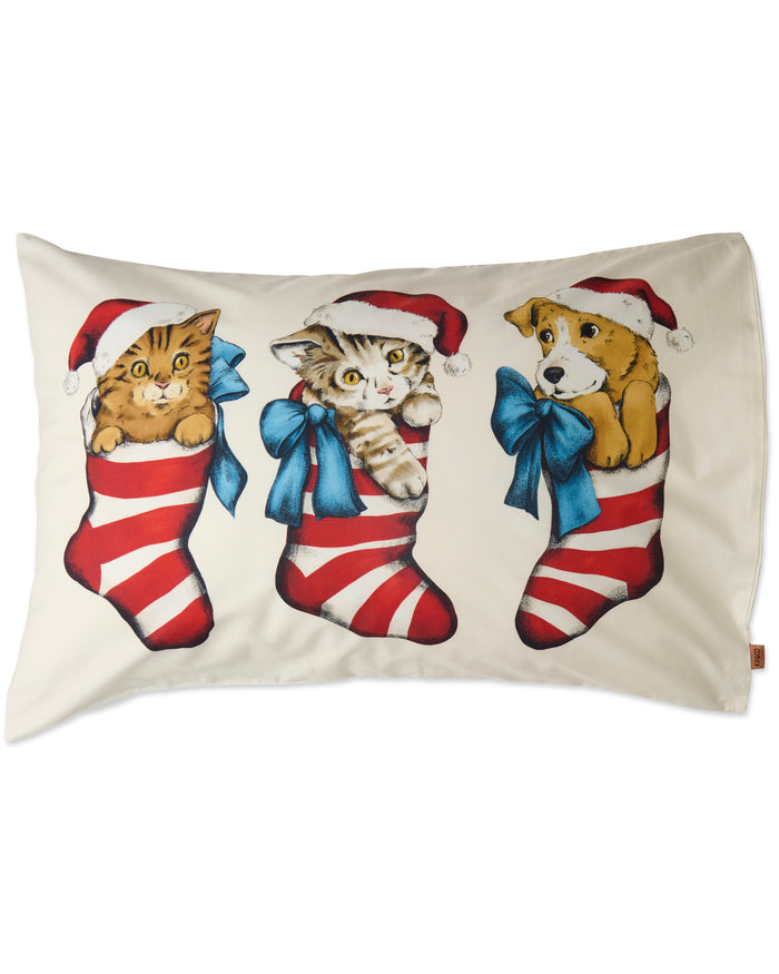 Festive Fur Babies Organic Cotton Pillowcase