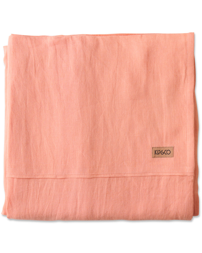 Coral Blossom Linen Flat Sheet