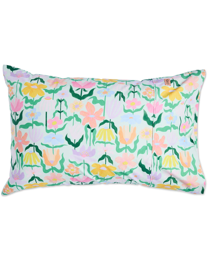 Popping Flowers Green Organic Cotton Pillowcases