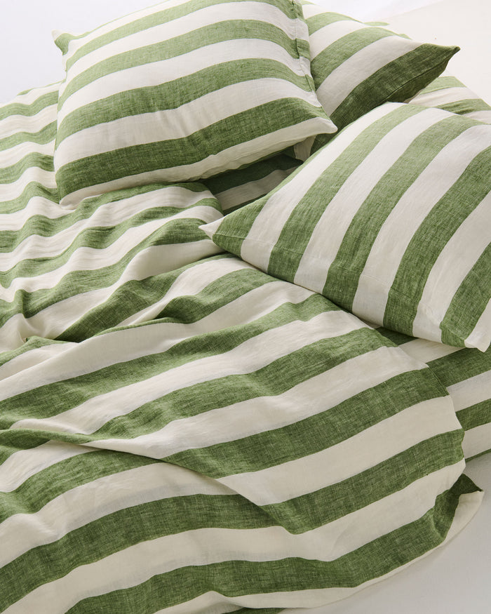 Moss Stripe Linen European Pillowcases