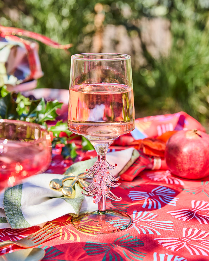 Tickled Pink Christmas Wine Glass 2P Set