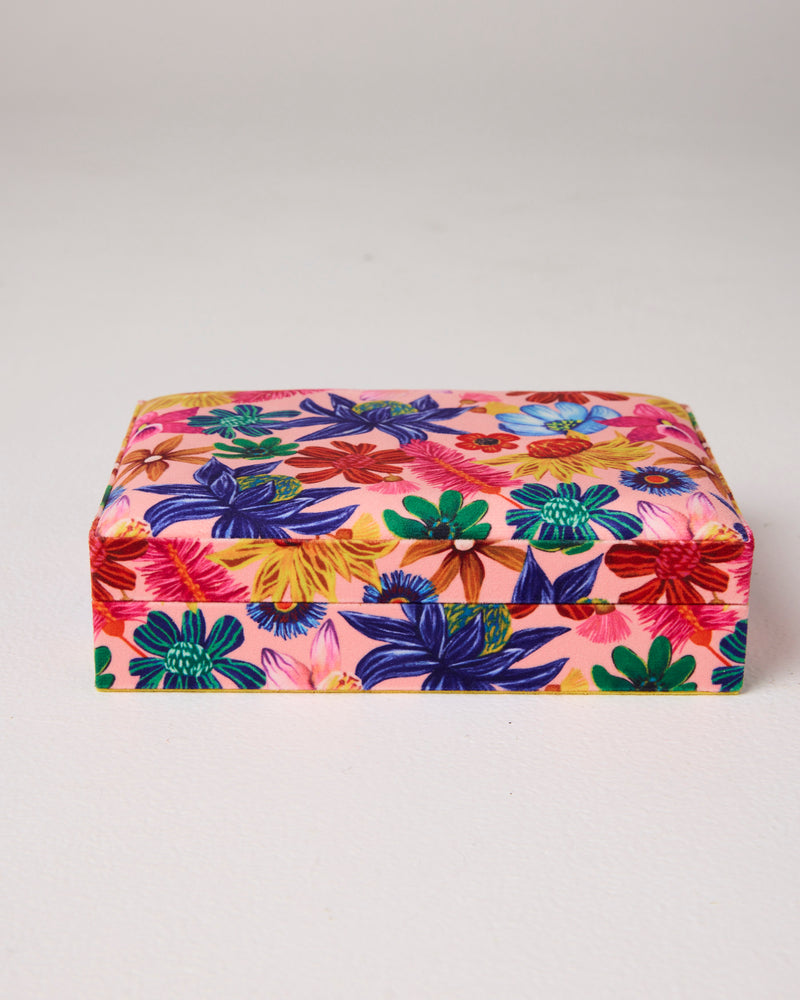 Wild Flowers In Bloom Velvet Jewellery Box Small