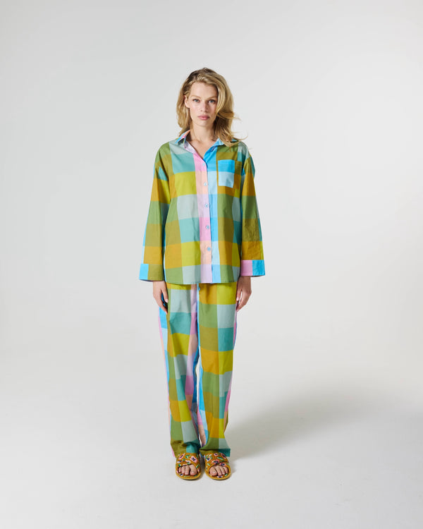Sorbet Tartan Adult Organic Cotton Long Sleeve Shirt & Pant Pyjama Set