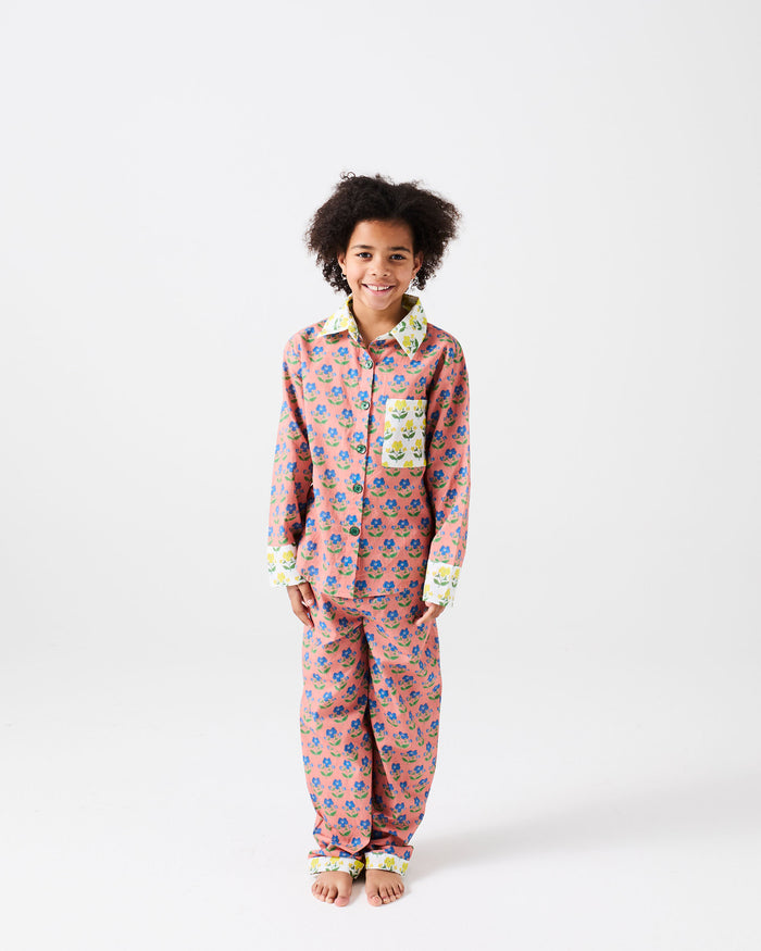 Kip&Co x Anna Spiro Indian Summer Rose Kids Organic Cotton Long Sleeve Shirt & Pant Pyjama Set