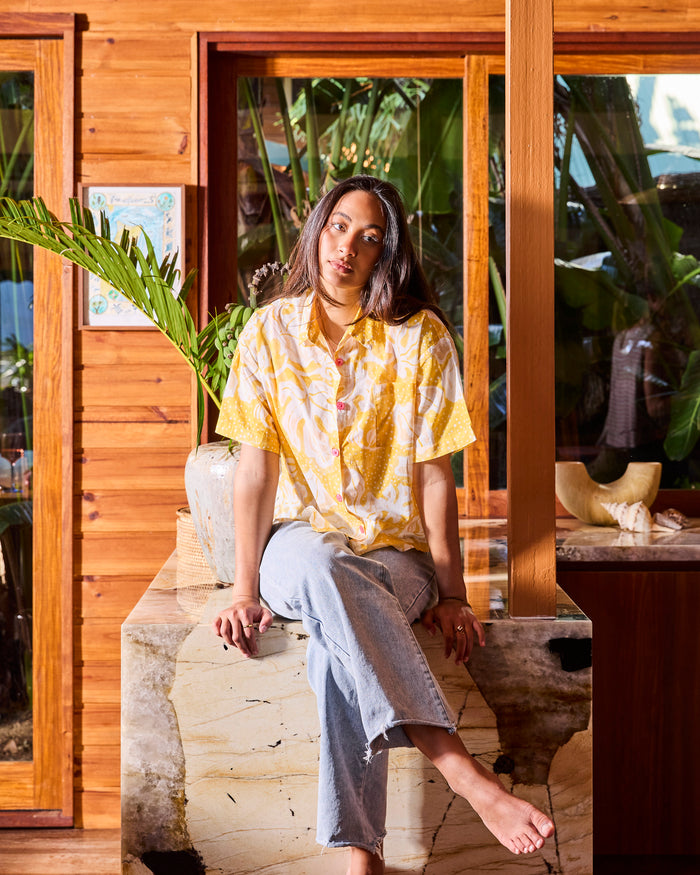 Kip&Co x Anna Spiro Elsternwig Fig Adult Organic Cotton Short Sleeve Shirt & Pant Pyjama Set