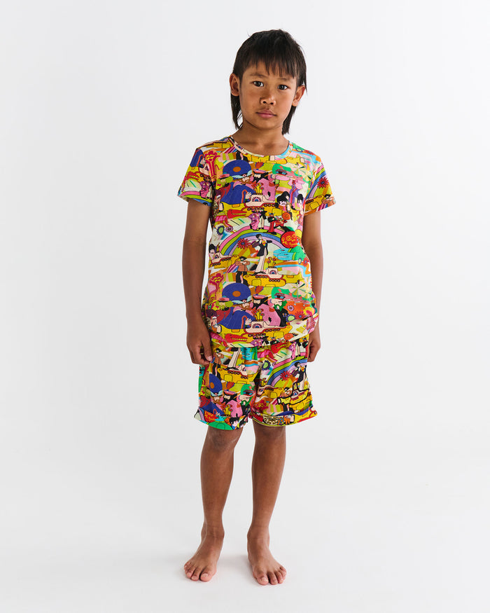 Kip&Co x The Beatles Big Band Kids Organic Cotton Short Sleeve Tee & Short Pyjama Set
