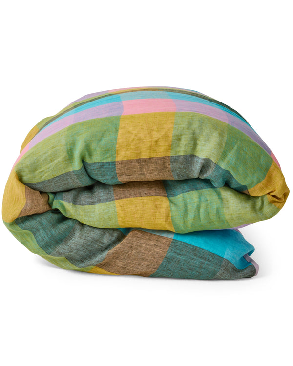 Sorbet Tartan Linen Quilt Cover
