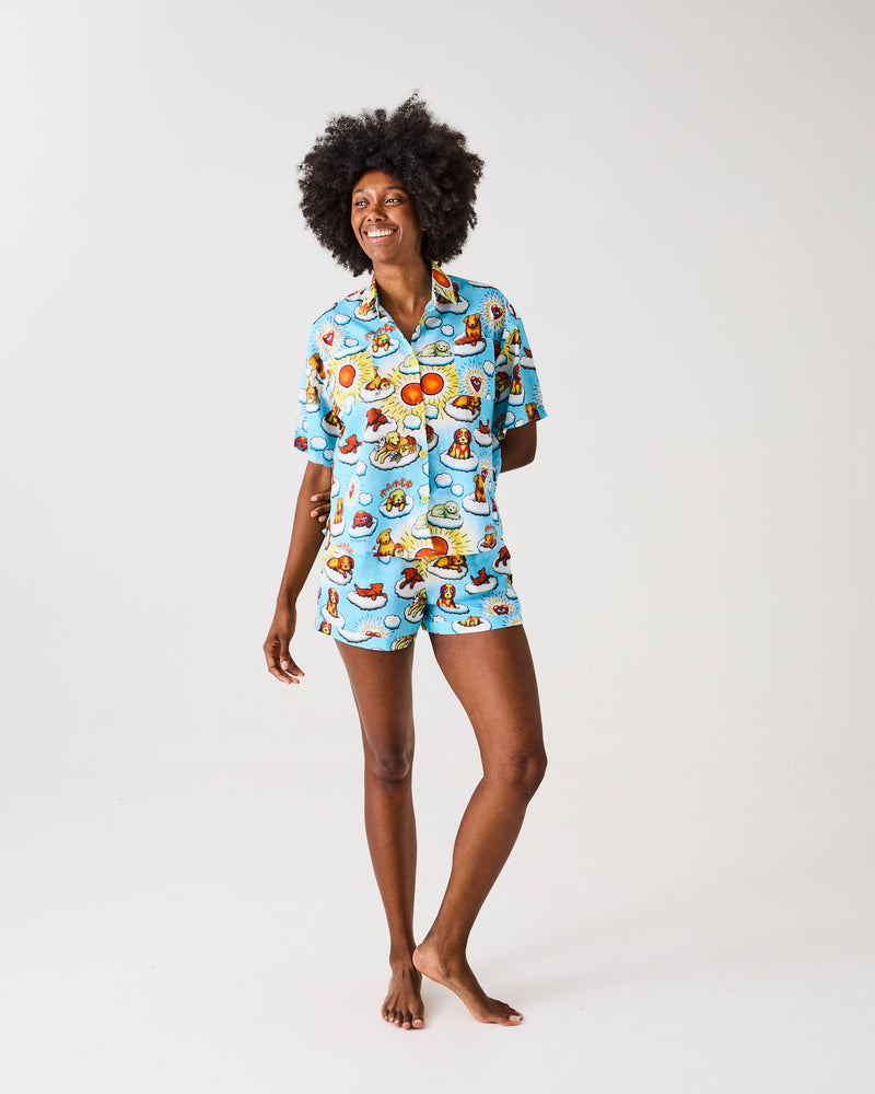 Kip&Co x Mambo Puppies Adult Organic Cotton Short Sleeve Shirt & Short Pyjama Set