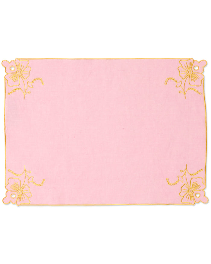 Pink Tuscan Embroidered 4P Placemat Set