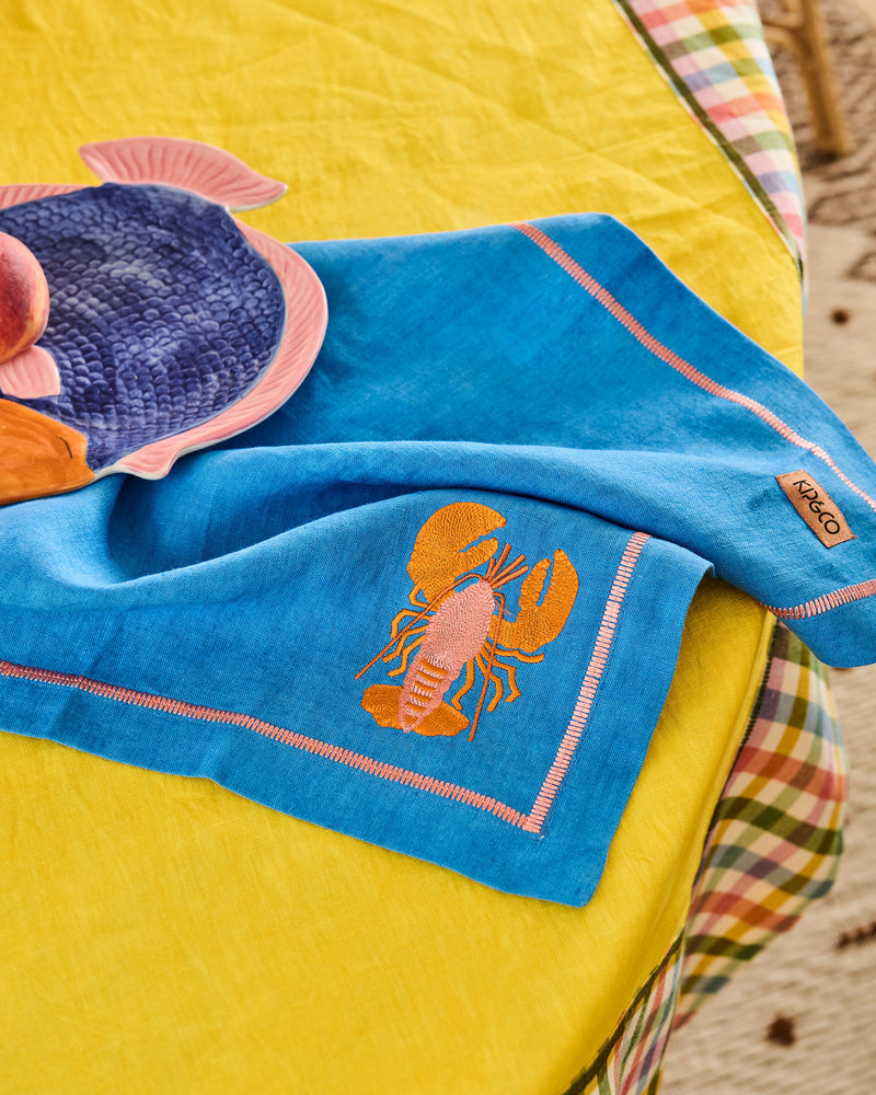 Lobster Embroidered 4P Napkin Set