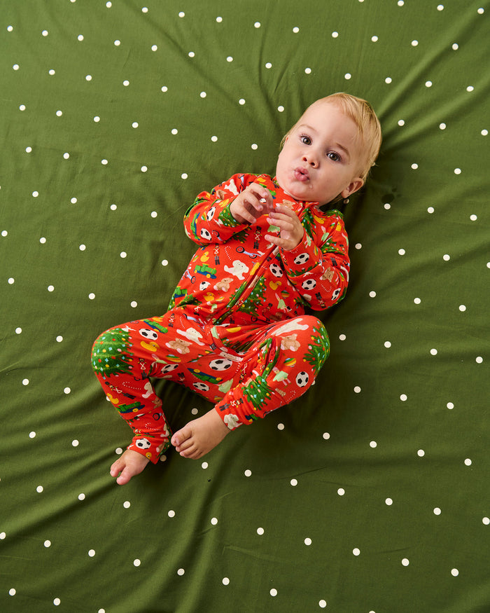 Christmas Toys Organic Long Sleeve Zip Romper