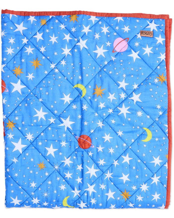 Stars And Moon Organic Cotton Quilted Cot Bedspread