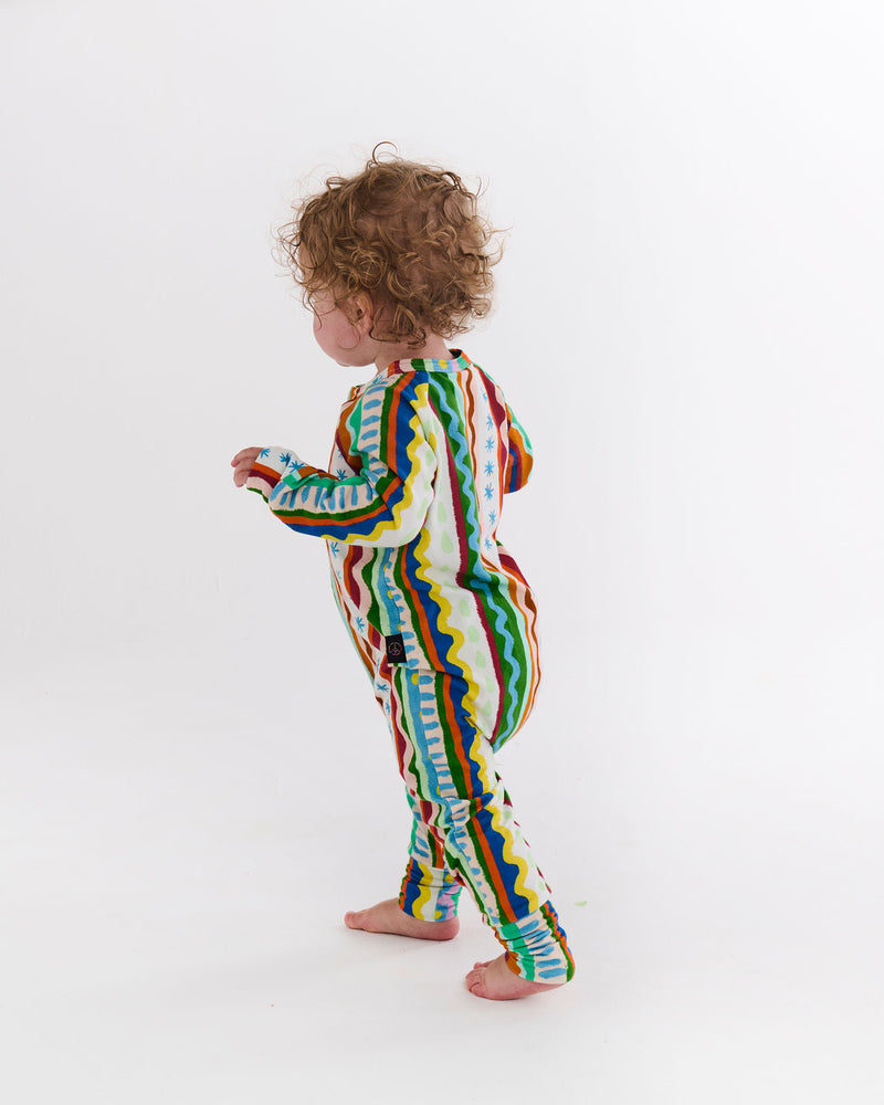 Beach Patterns Organic Long Sleeve Zip Romper