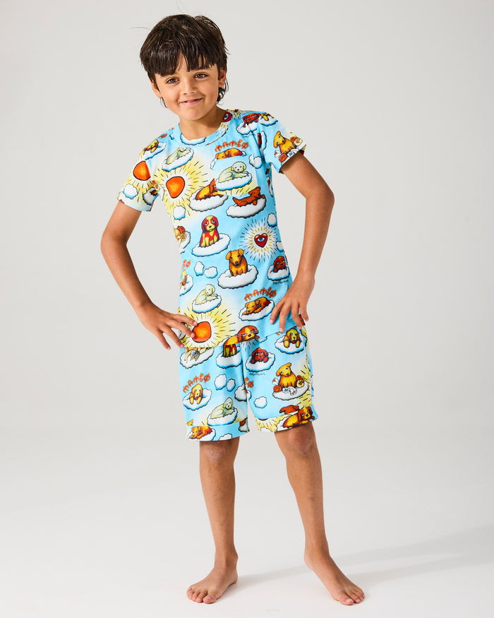 Kip&Co x Mambo Puppies Kids Organic Cotton Short Sleeve Tee & Short Pyjama Set