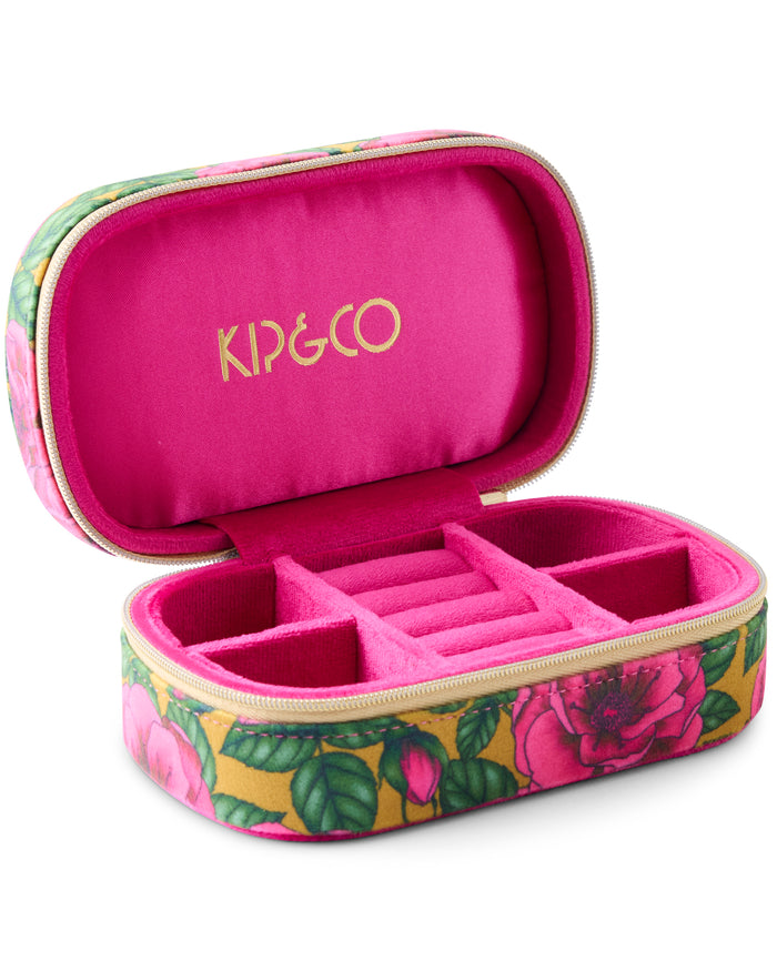 Golden Peony Travel Velvet Jewellery Box