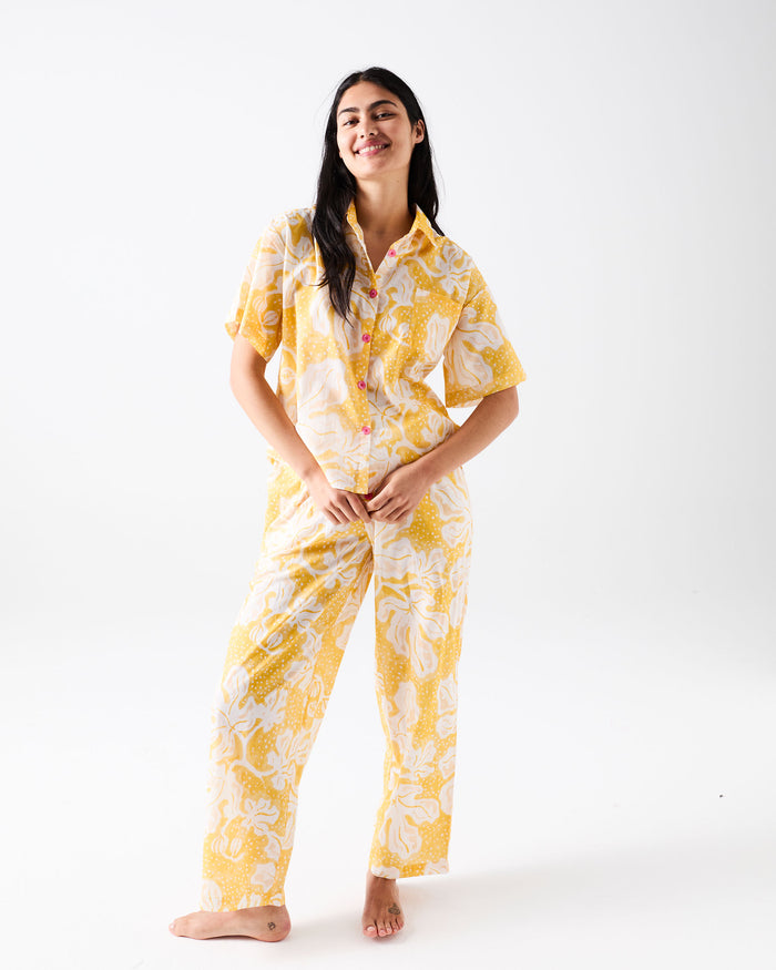 Kip&Co x Anna Spiro Elsternwig Fig Adult Organic Cotton Short Sleeve Shirt & Pant Pyjama Set