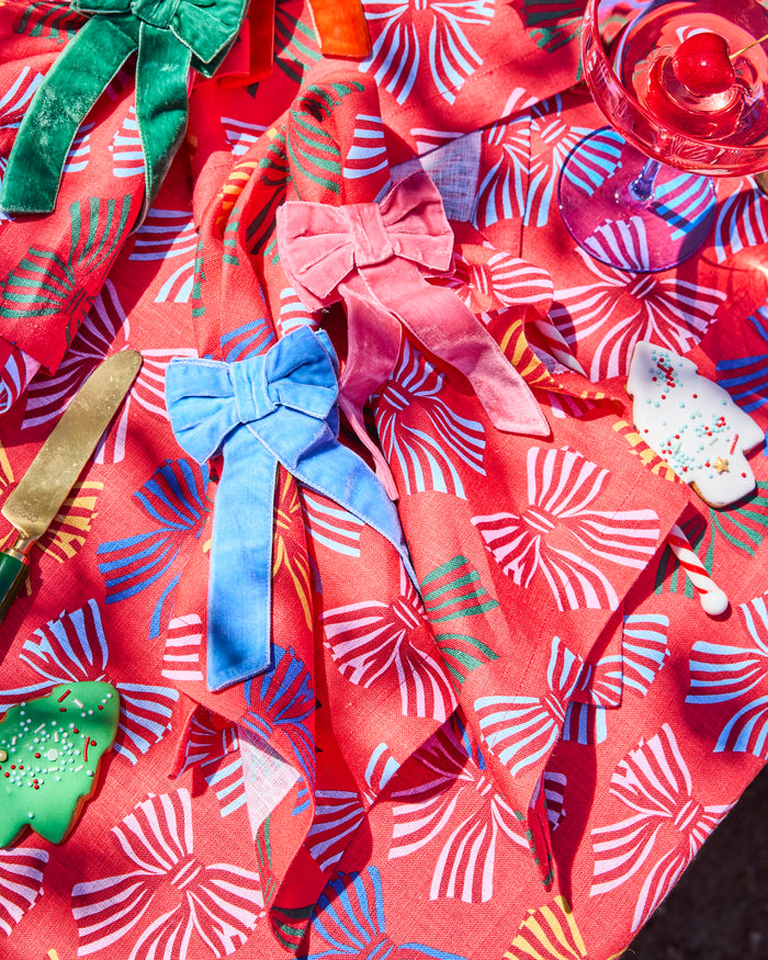 Bows Of Joy Velvet 4P Napkin Holder Set