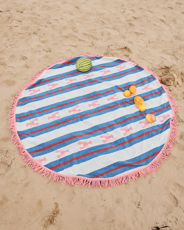 Lobster Fan Club Terry Round Beach Towel