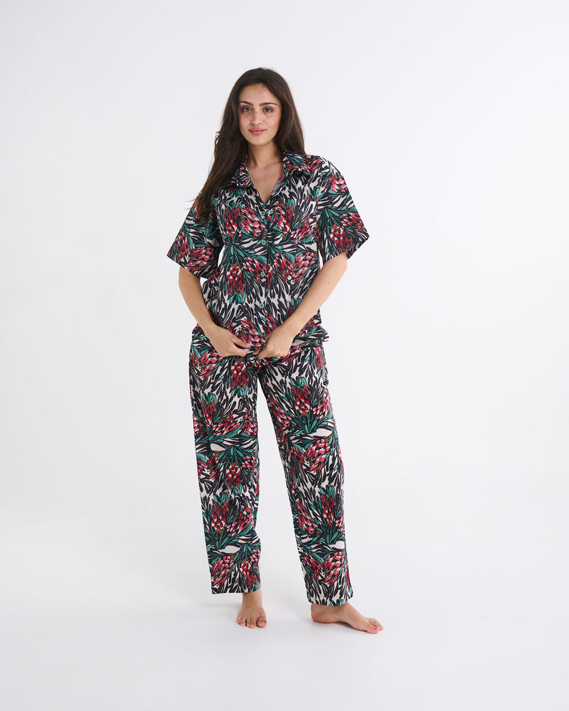 kip-co-x-margaret-preston-protea-party-adult-organic-cotton-short-sleeve-shirt-pant-pyjama-set