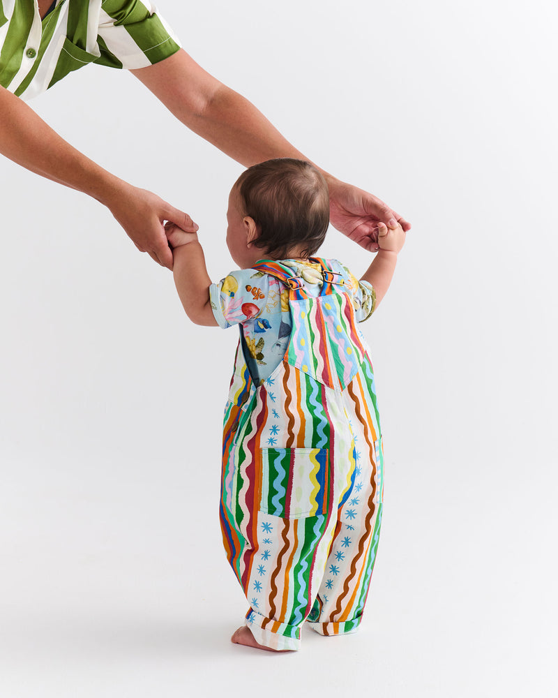 Beach Patterns Baby Cotton Drill Overalls