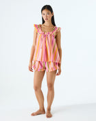 Bon Bon Stripe Pink Adult Organic Cotton Frill Cami & Short Pyjama Set