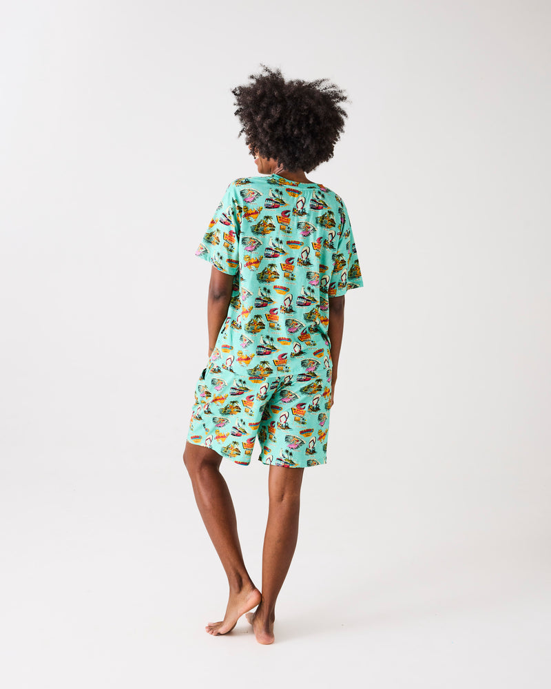 Kip&Co x Mambo Mambo World Men's Organic Cotton Shorts & Tee Pyjama Set