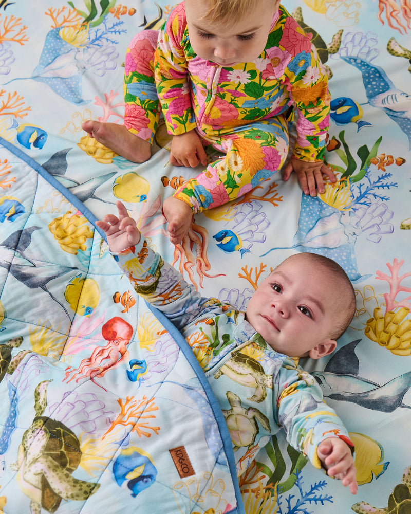 Reef Life Organic Cotton Quilted Cot Bedspread