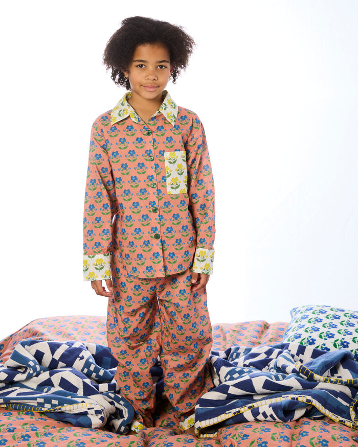 Kip&Co x Anna Spiro Indian Summer Rose Kids Organic Cotton Long Sleeve Shirt & Pant Pyjama Set