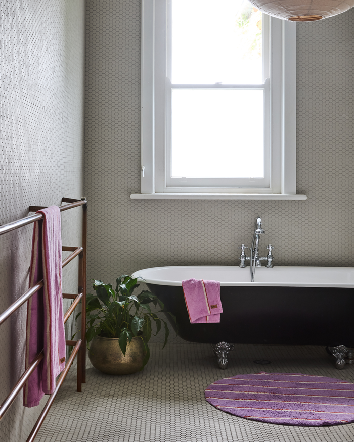 Lavender Field Stripe Bamboo Terry Bath Sheet