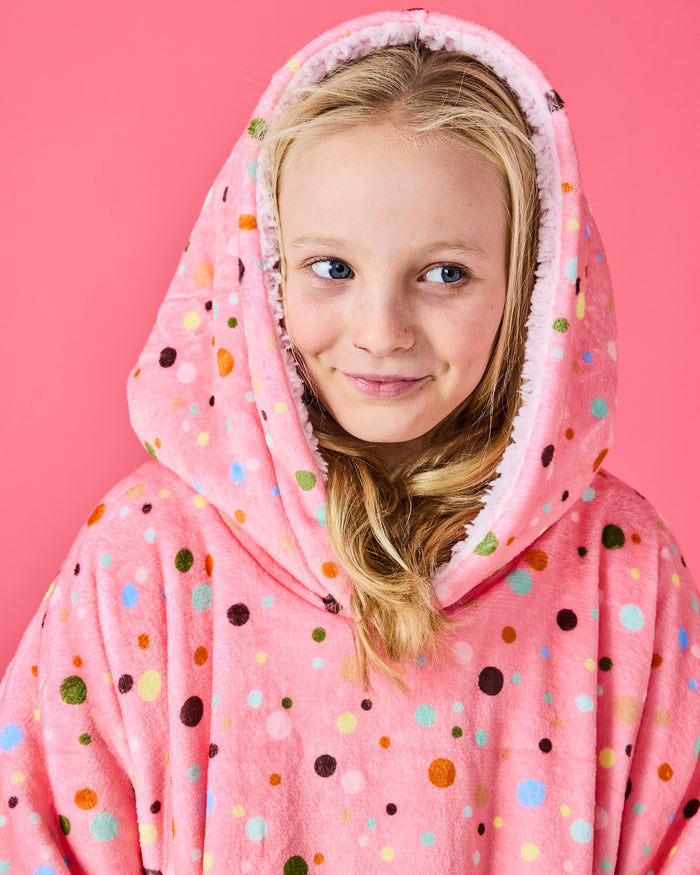 Polkadot Pink Kuddle Hooded Oversized Sweater