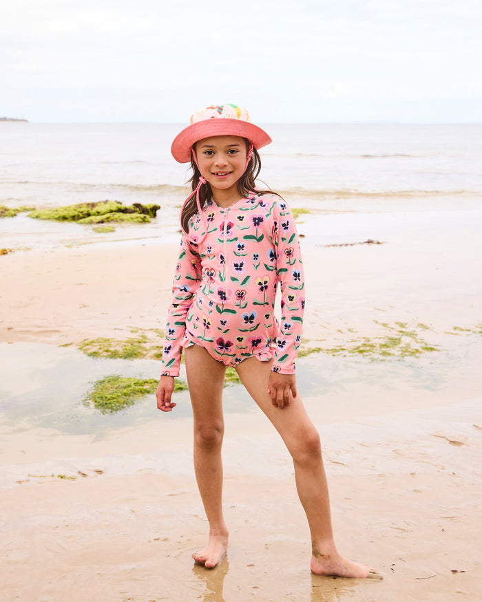 Pretty Pansy Long Sleeve Bathers
