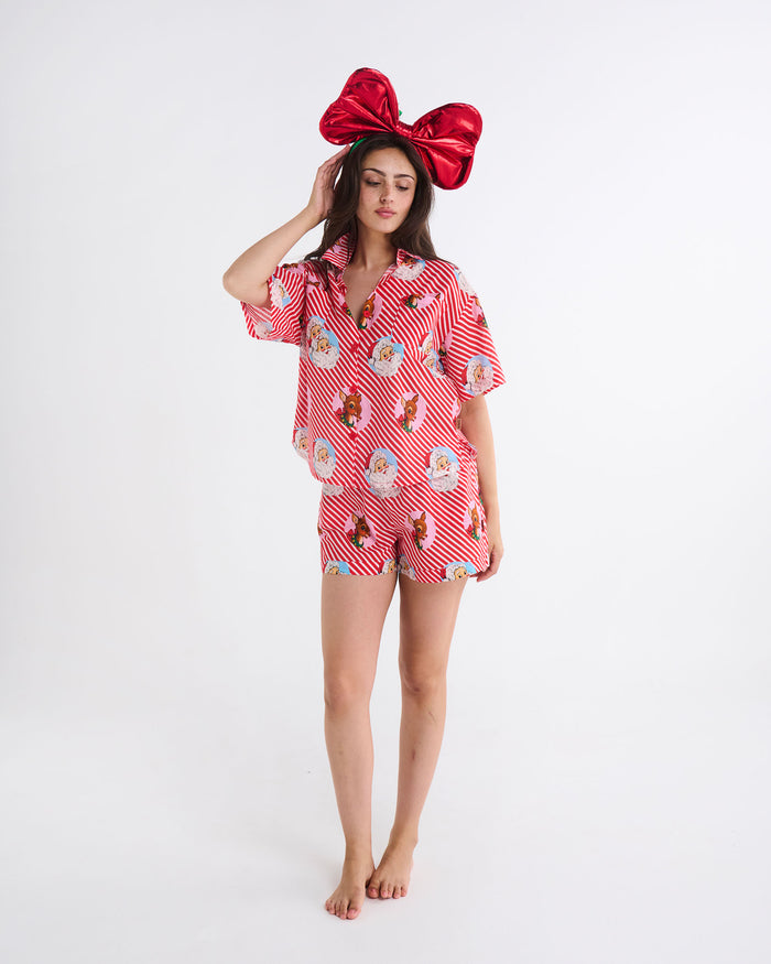 I Love Christmas Spot Adult Organic Cotton Short Sleeve Shirt & Short Pyjama Set