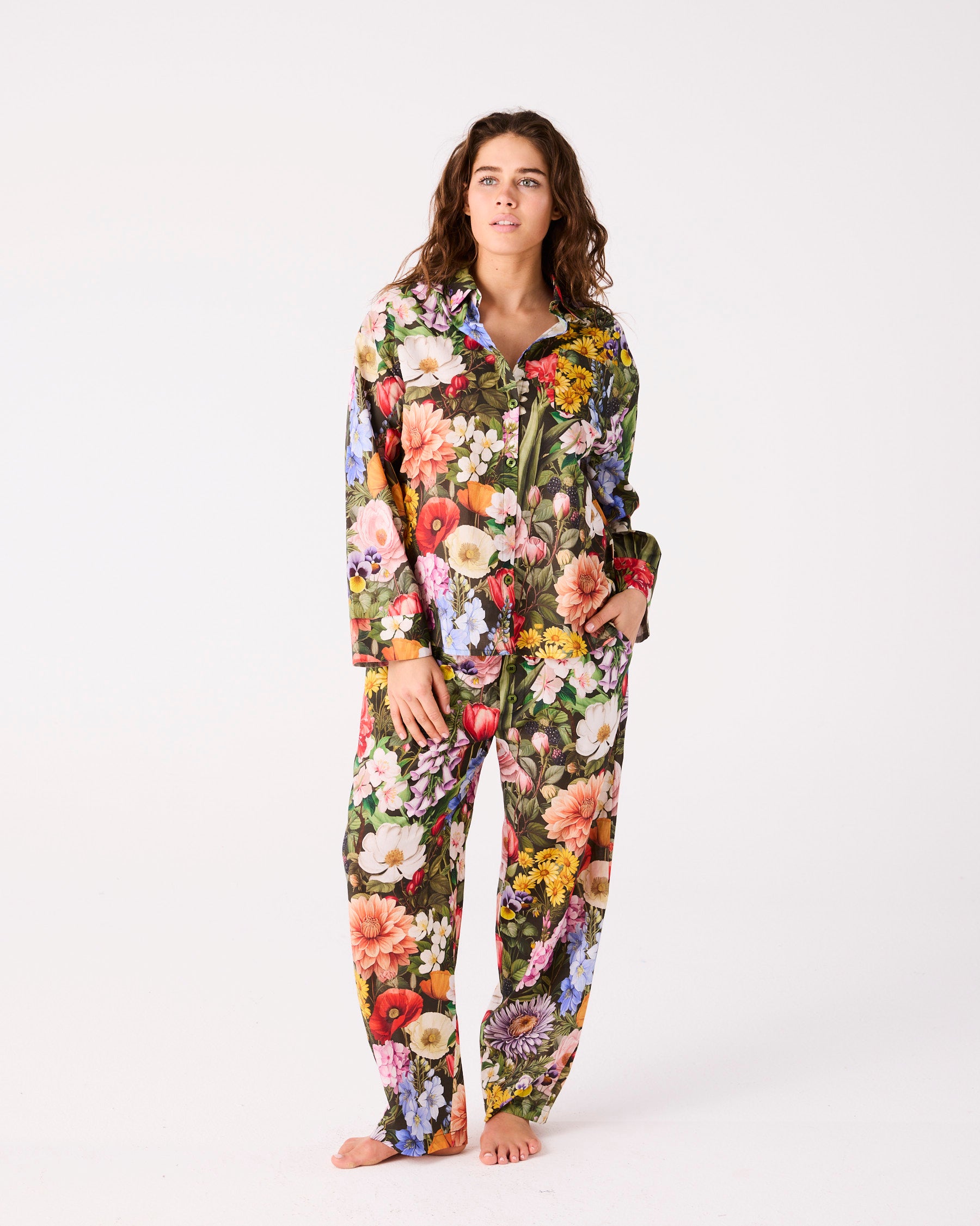 Cottage Garden Eden Adult Organic Cotton Long Sleeve Shirt & Pant Pyja ...